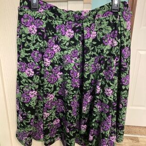LuLaRoe A-Line Skirt with Purple and Green Floral Design